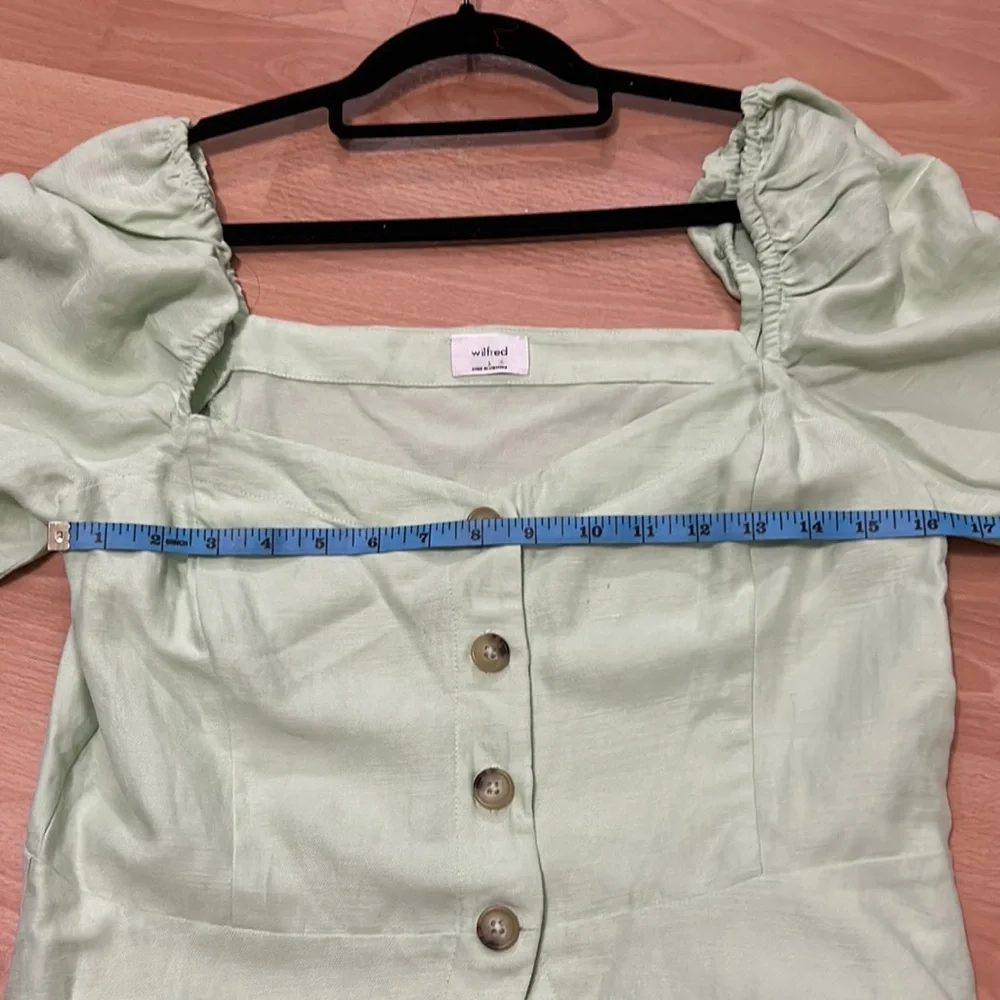 Wilfred Janine Light Green Puff Sleeve Blouse from Aritzia - Picture 3 of 7